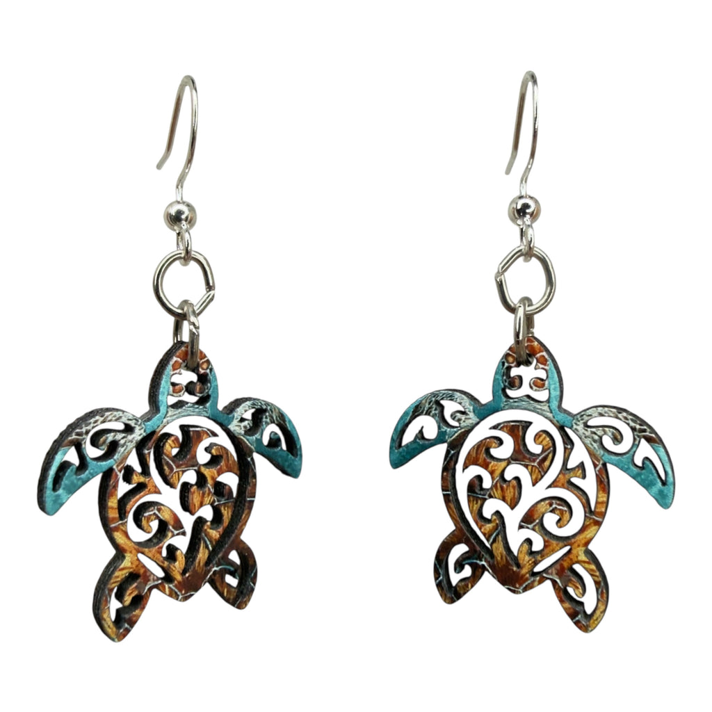 Tribal Sea Turtle Earrings #1892