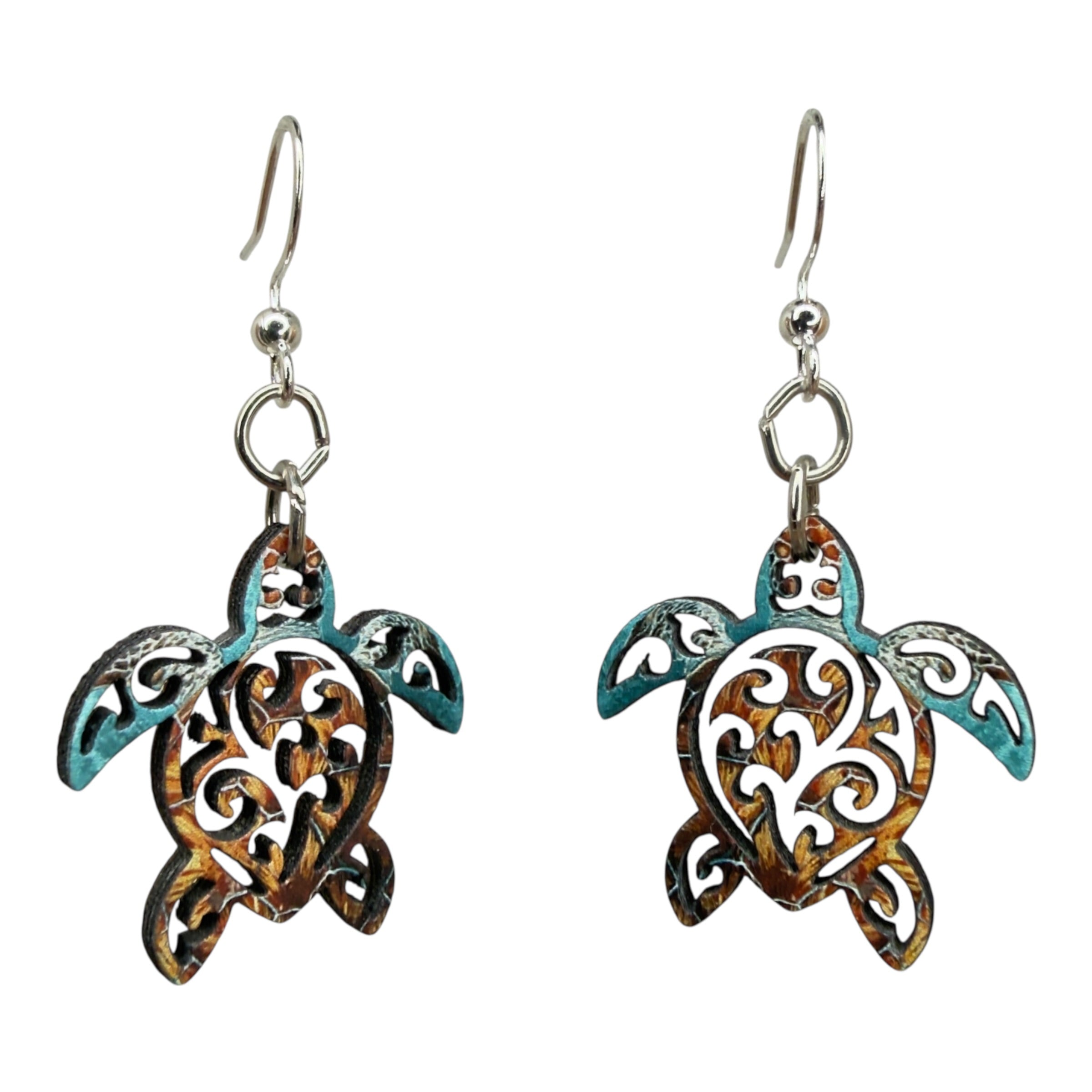 Tribal Sea Turtle Earrings #1892