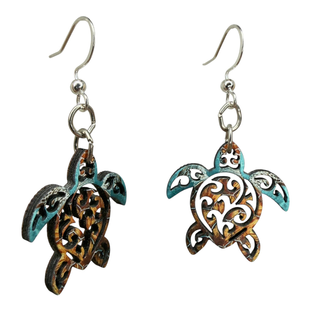 Tribal Sea Turtle Earrings #1892