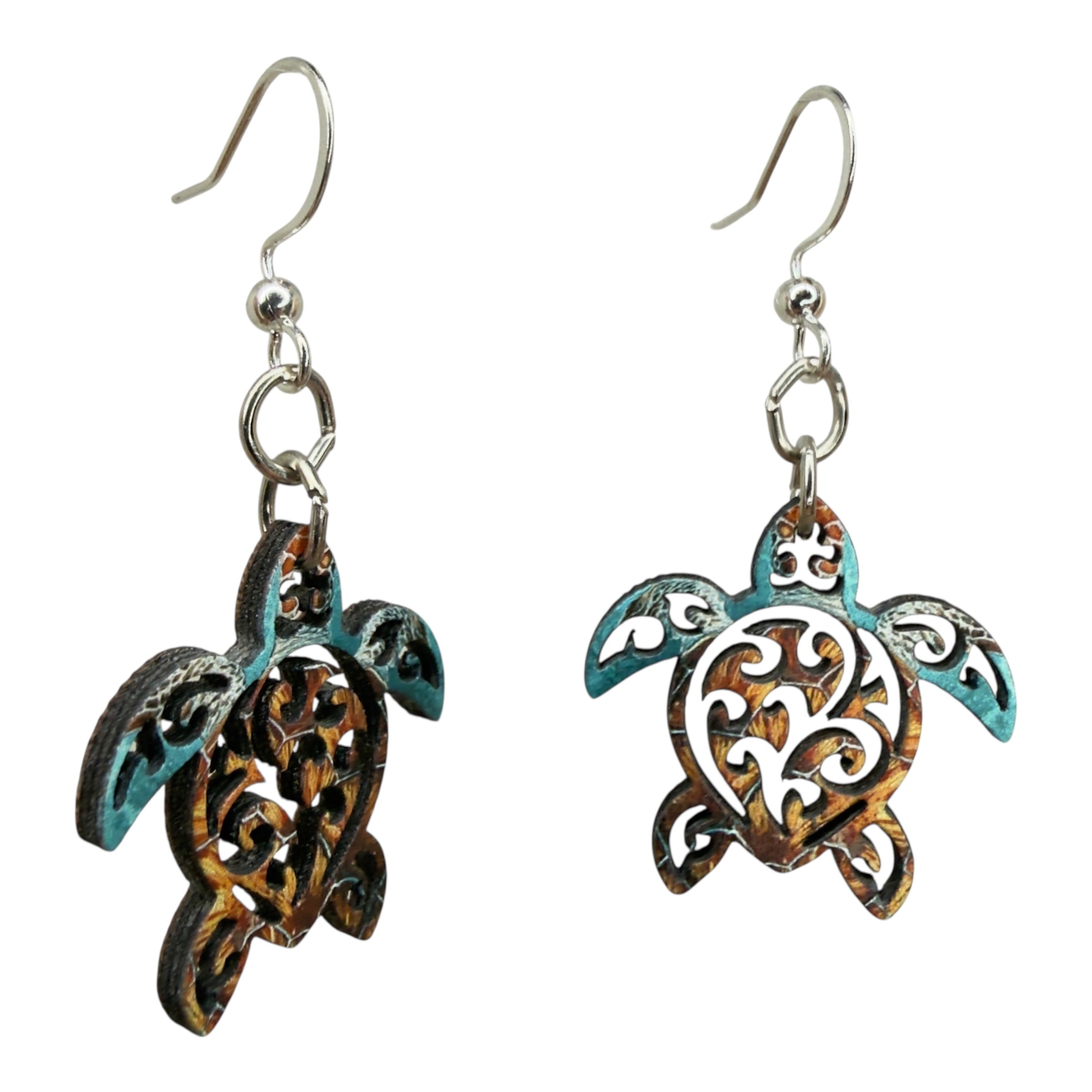 Tribal Sea Turtle Earrings #1892