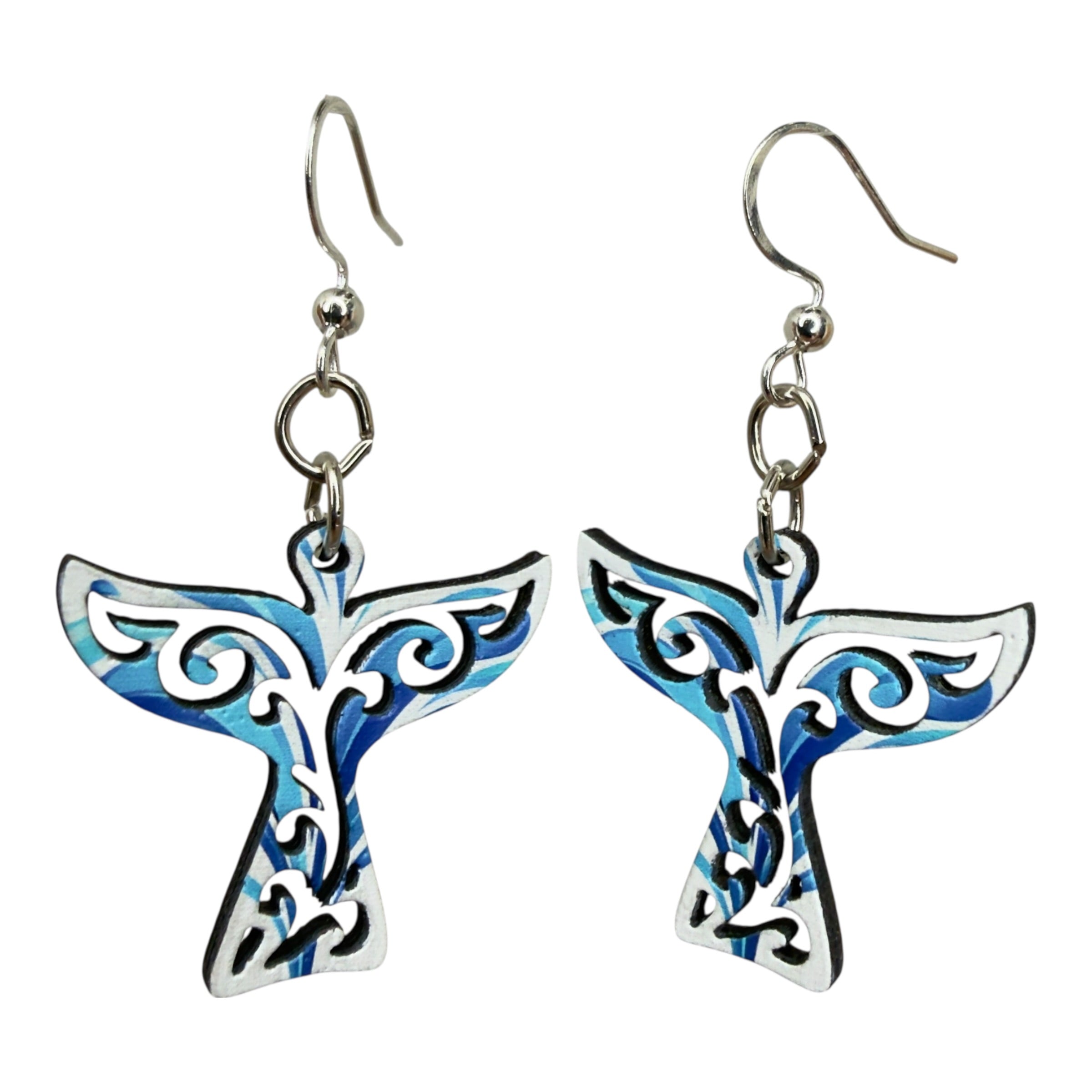 Spouting Whale Tale Earrings #1894