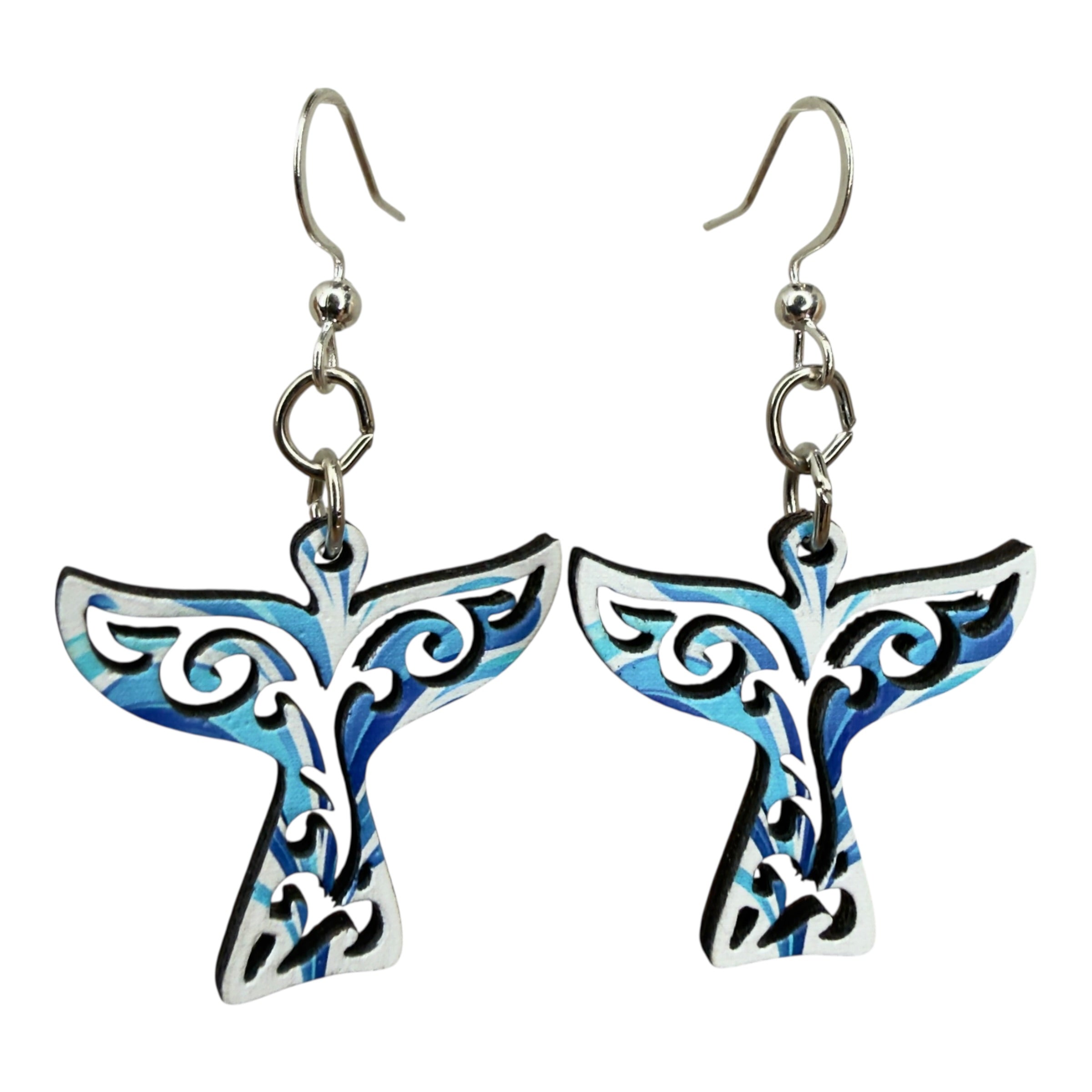 Spouting Whale Tale Earrings #1894