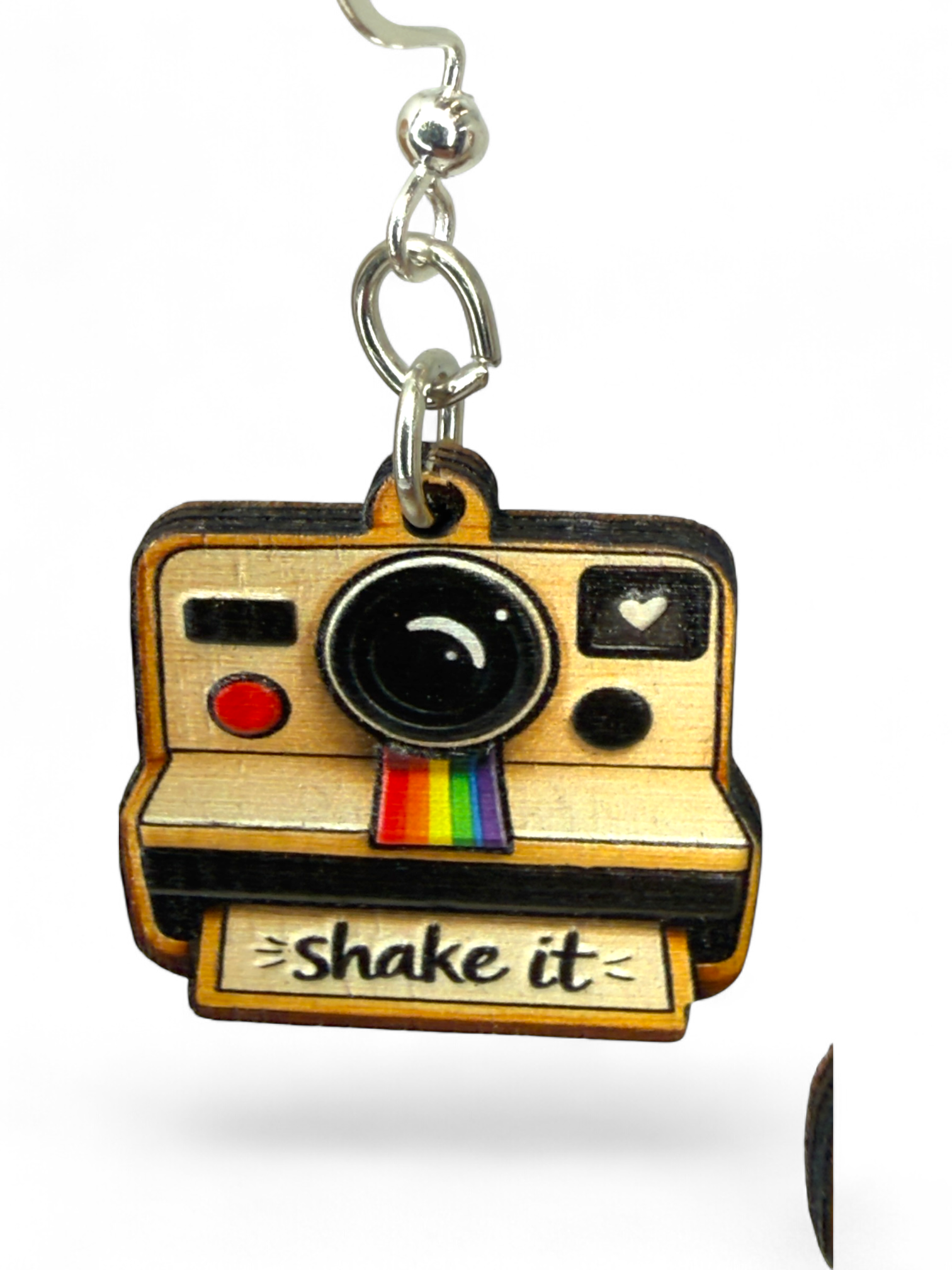 Shake it like a Polaroid Picture wood earrings, made in USA