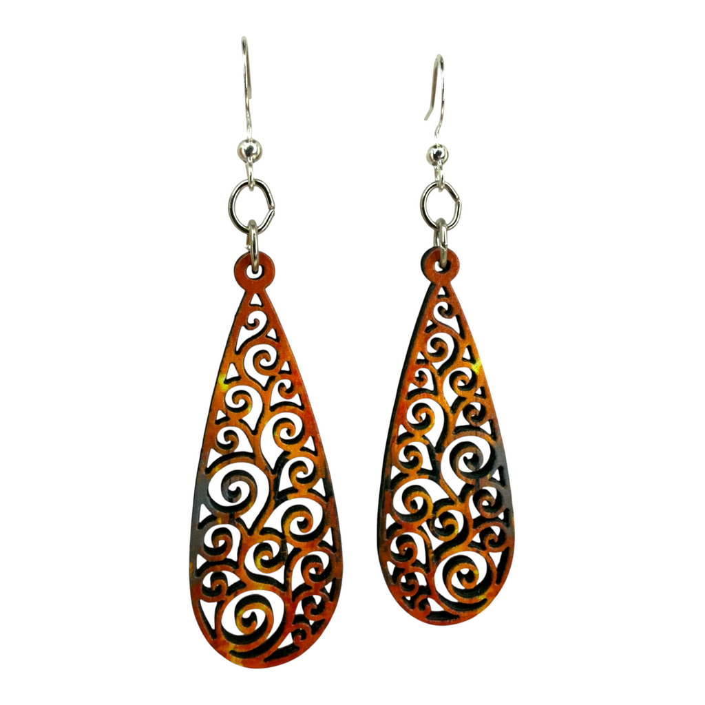 Rusted Vine Drop wood earrings
