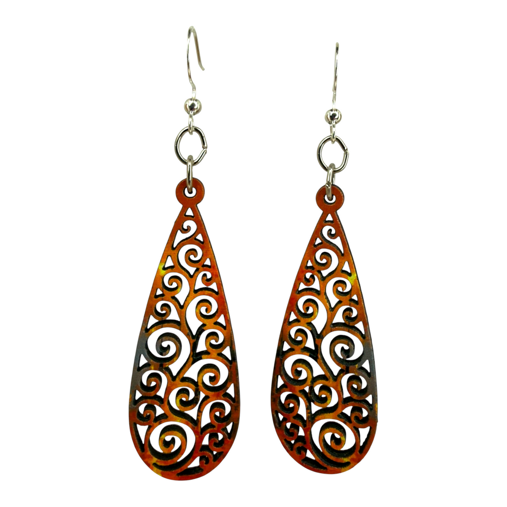Rusted Vine Drop wood earrings