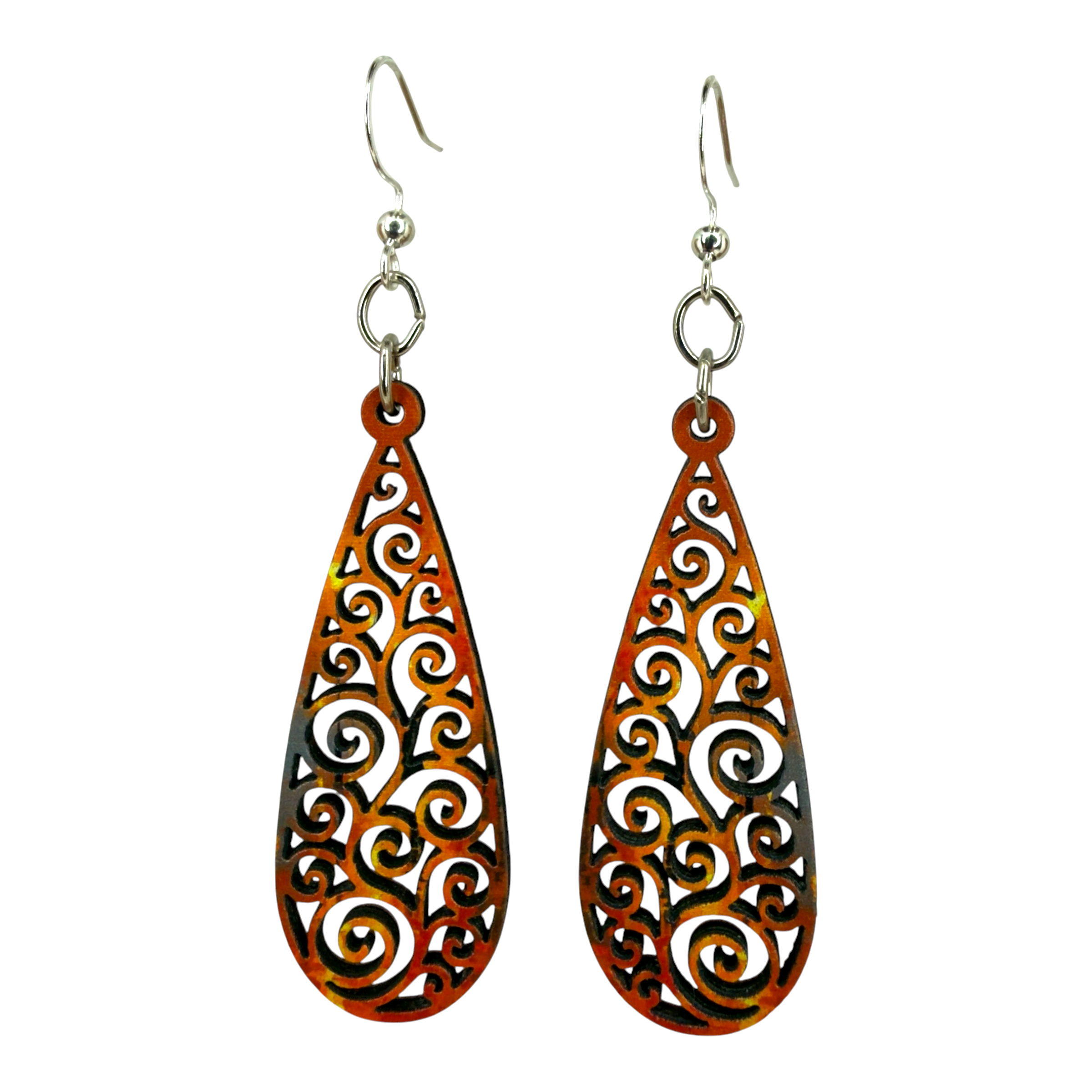 Rusted Vine Drop wood earrings