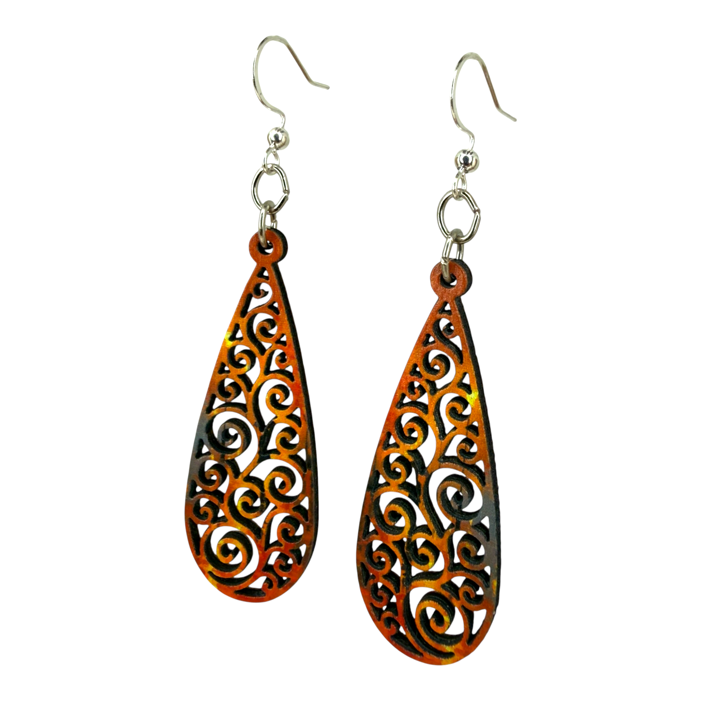 Rusted Vine Drop wood earrings