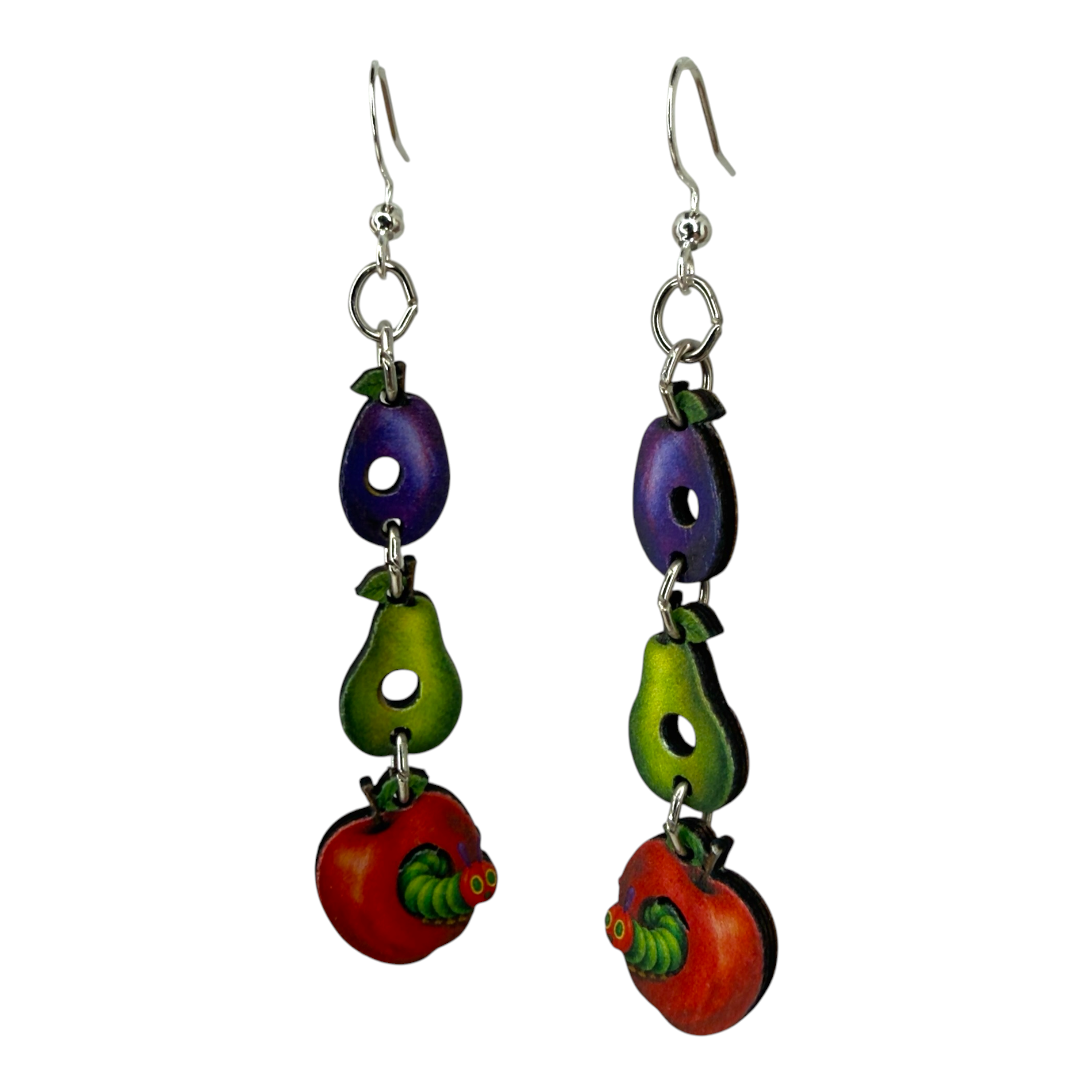 The Curious Caterpillar wood earrings, teacher gift, made in USA