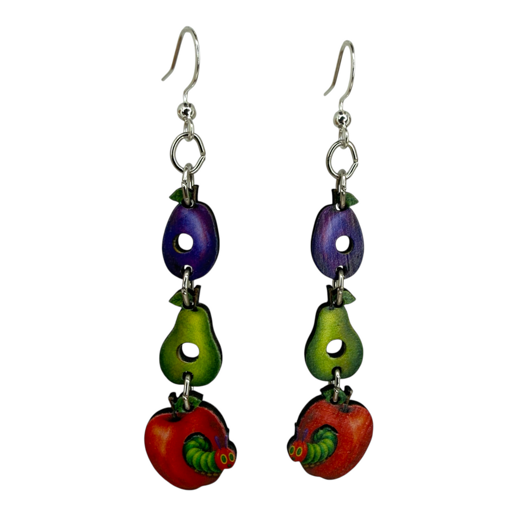 The Curious Caterpillar wood earrings, teacher gift