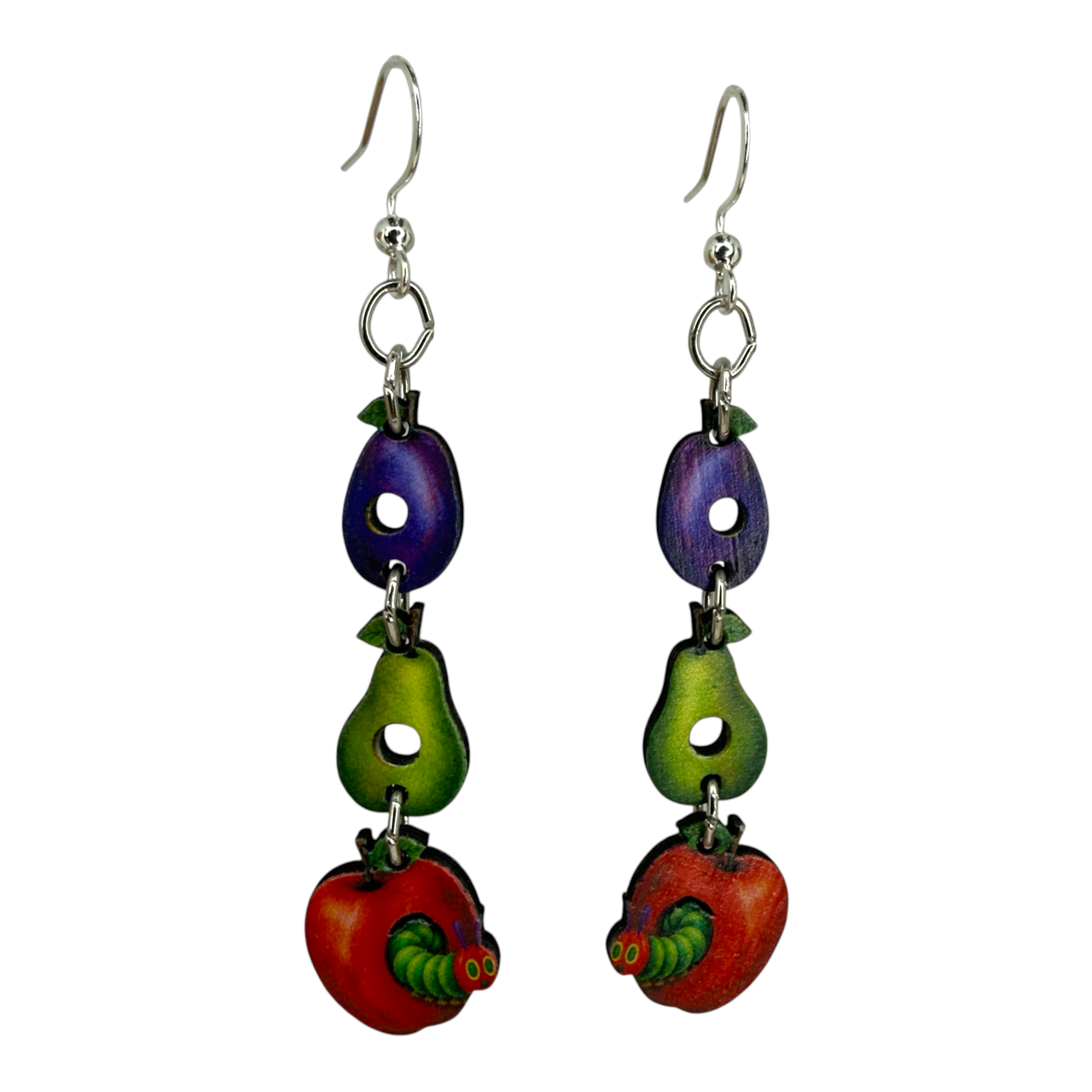 The Curious Caterpillar wood earrings, teacher gift
