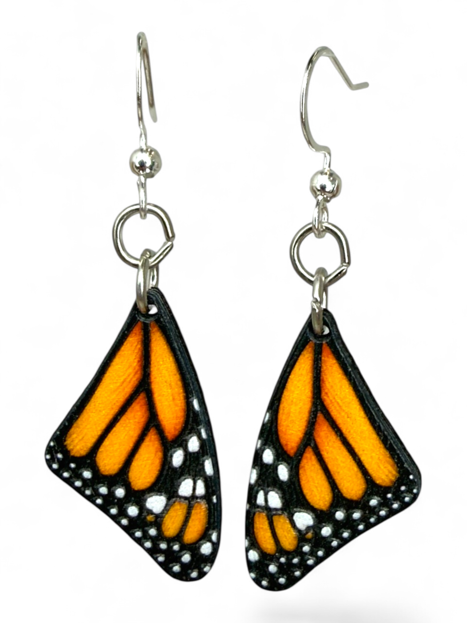 Monarch Butterfly Sleeping Wing wood earrings, made in USA