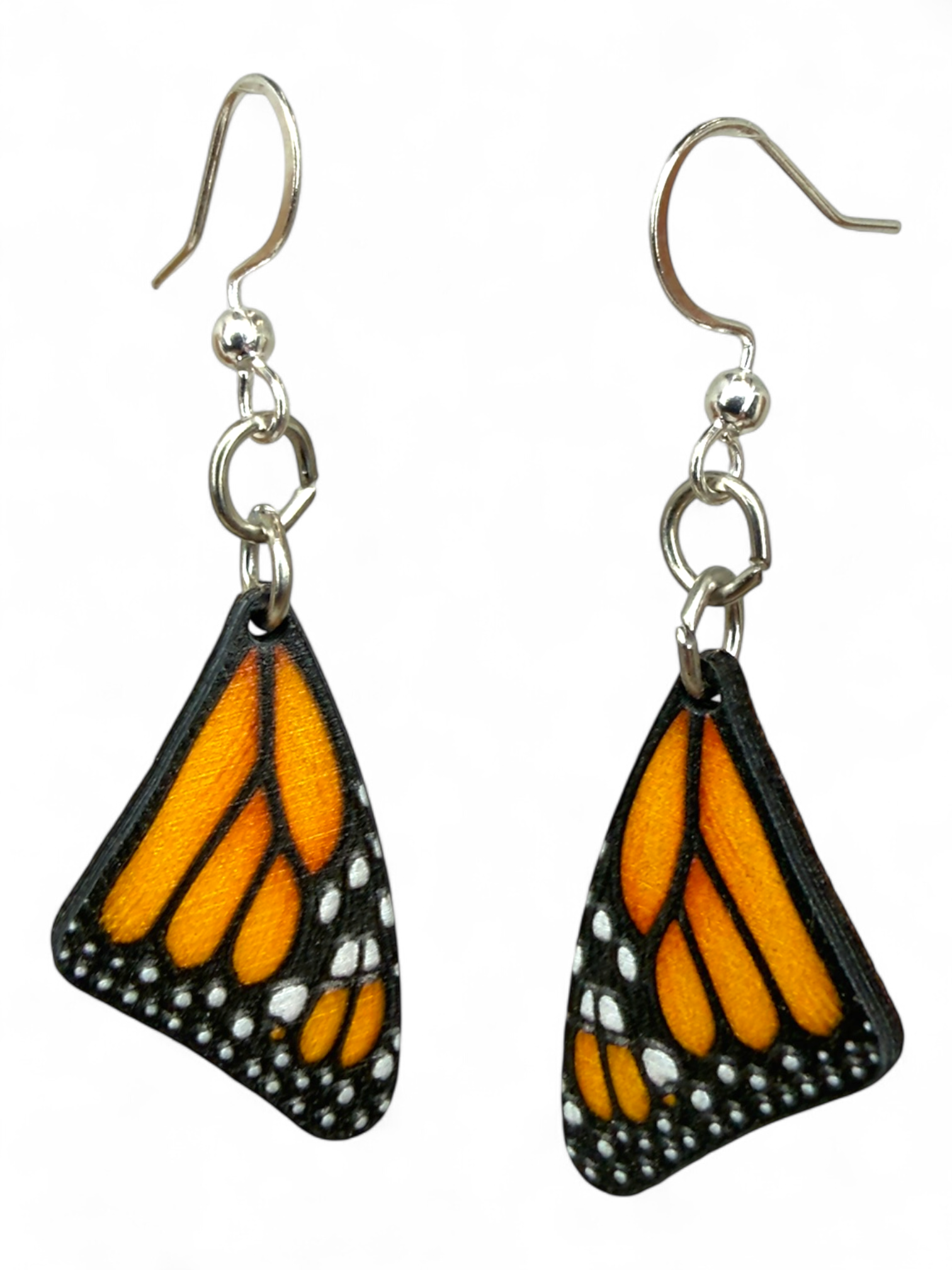 Monarch Butterfly Sleeping Wing wood earrings