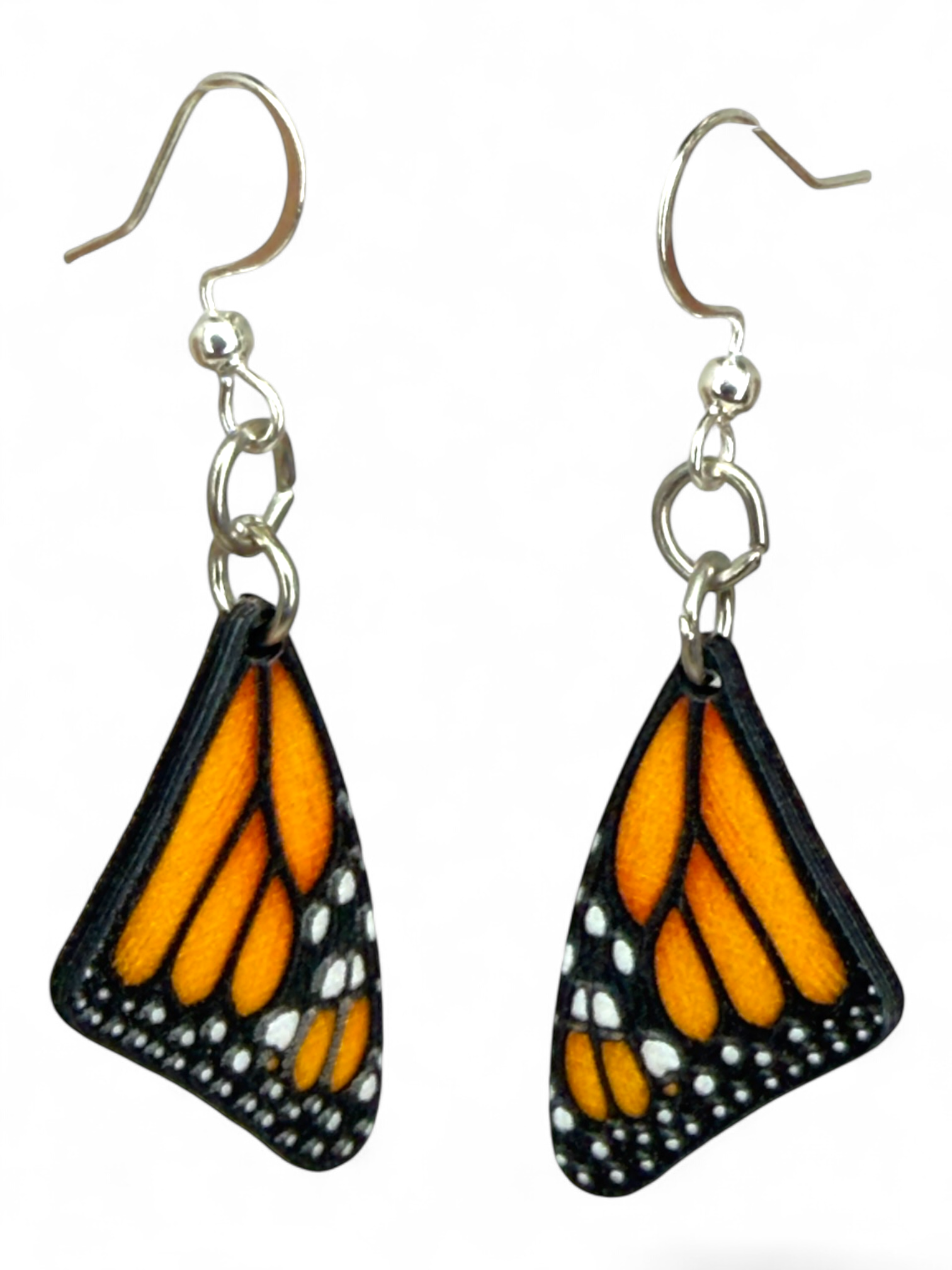 Monarch Butterfly Sleeping Wing wood earrings