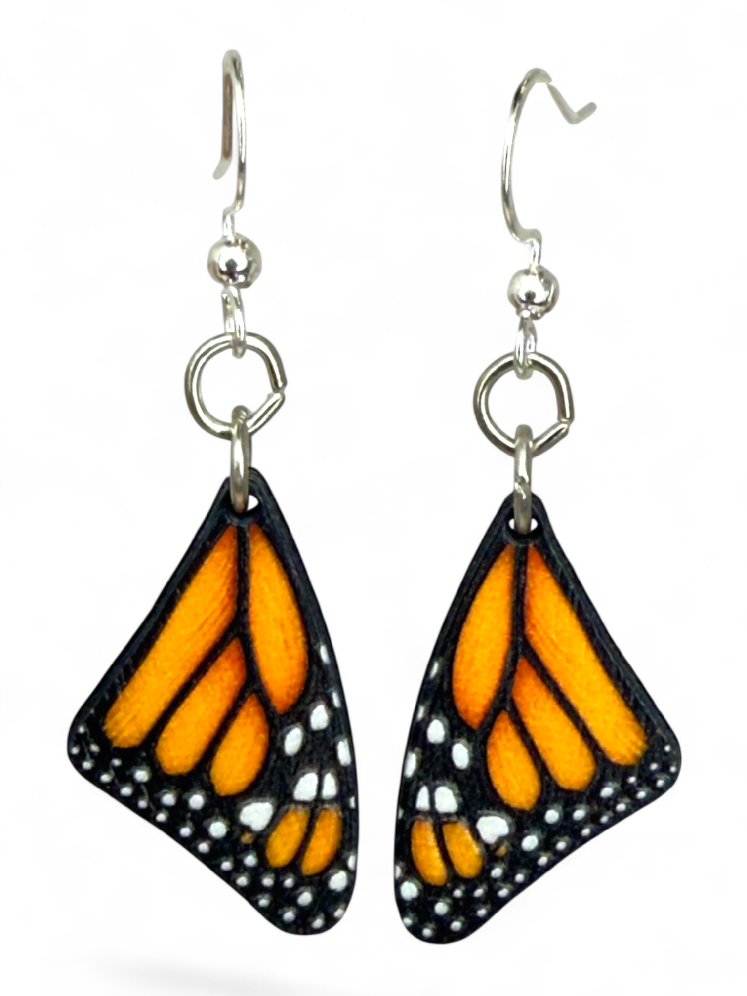 Monarch Butterfly Sleeping Wing wood earrings