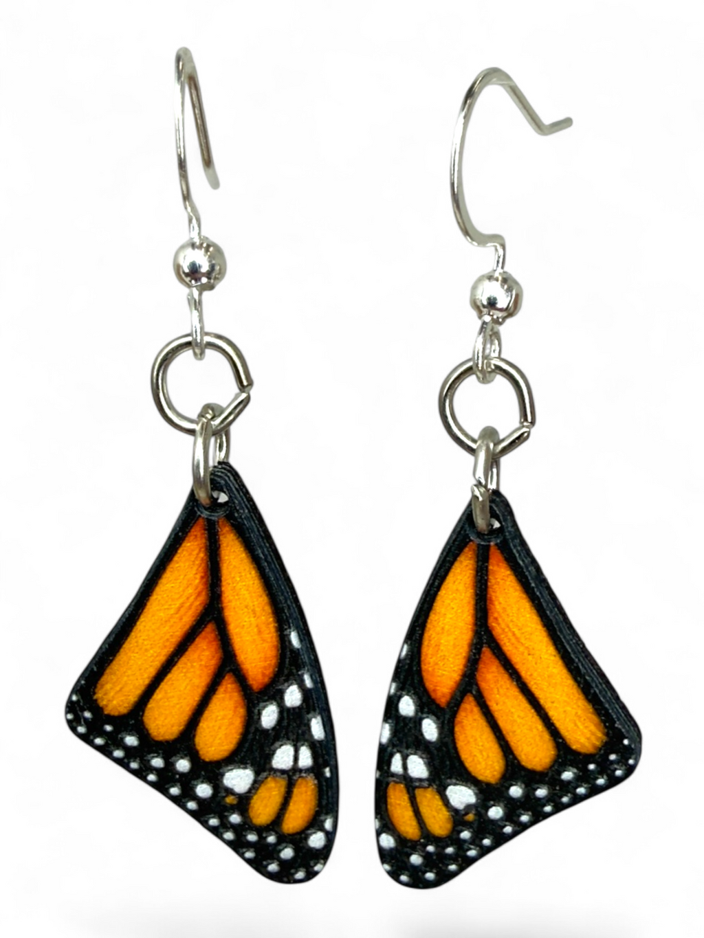 Monarch Butterfly Sleeping Wing wood earrings