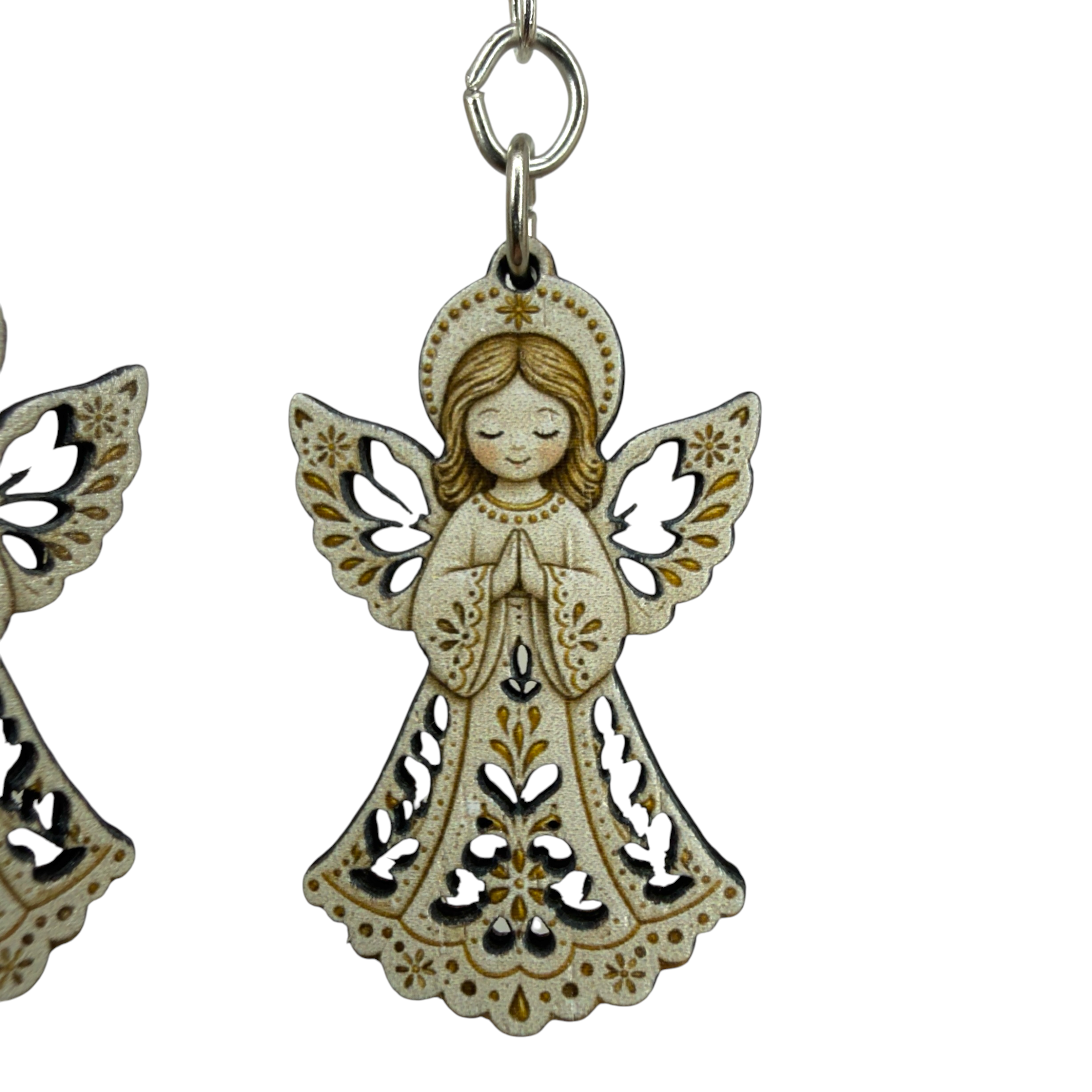Christmas Angel wood earrings