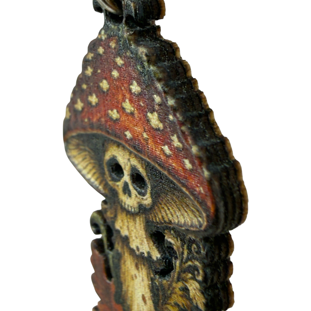Possessed Mushroom skull wood earrings
