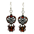 Spider Web Heart wood earrings