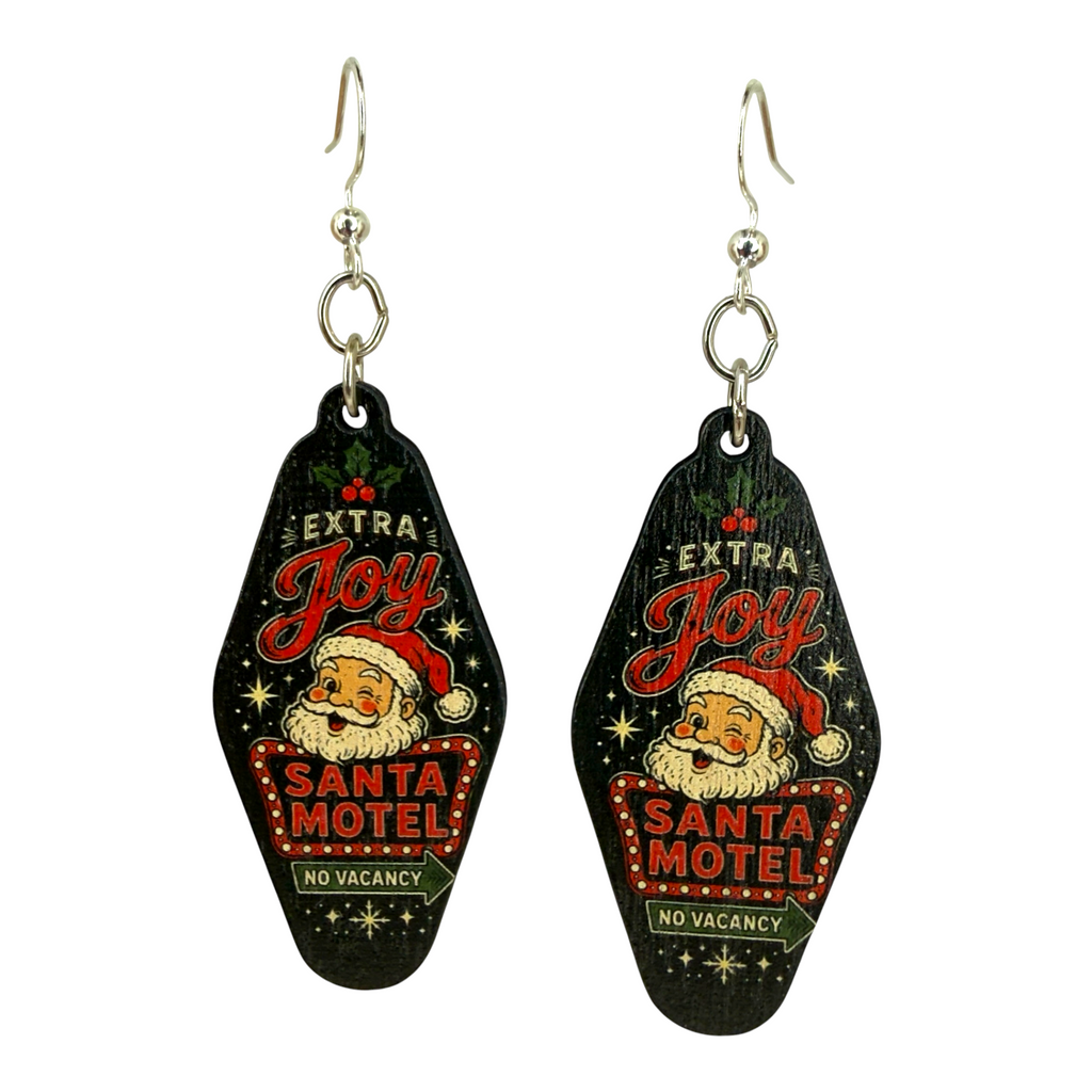 Santa Motel wood earrings