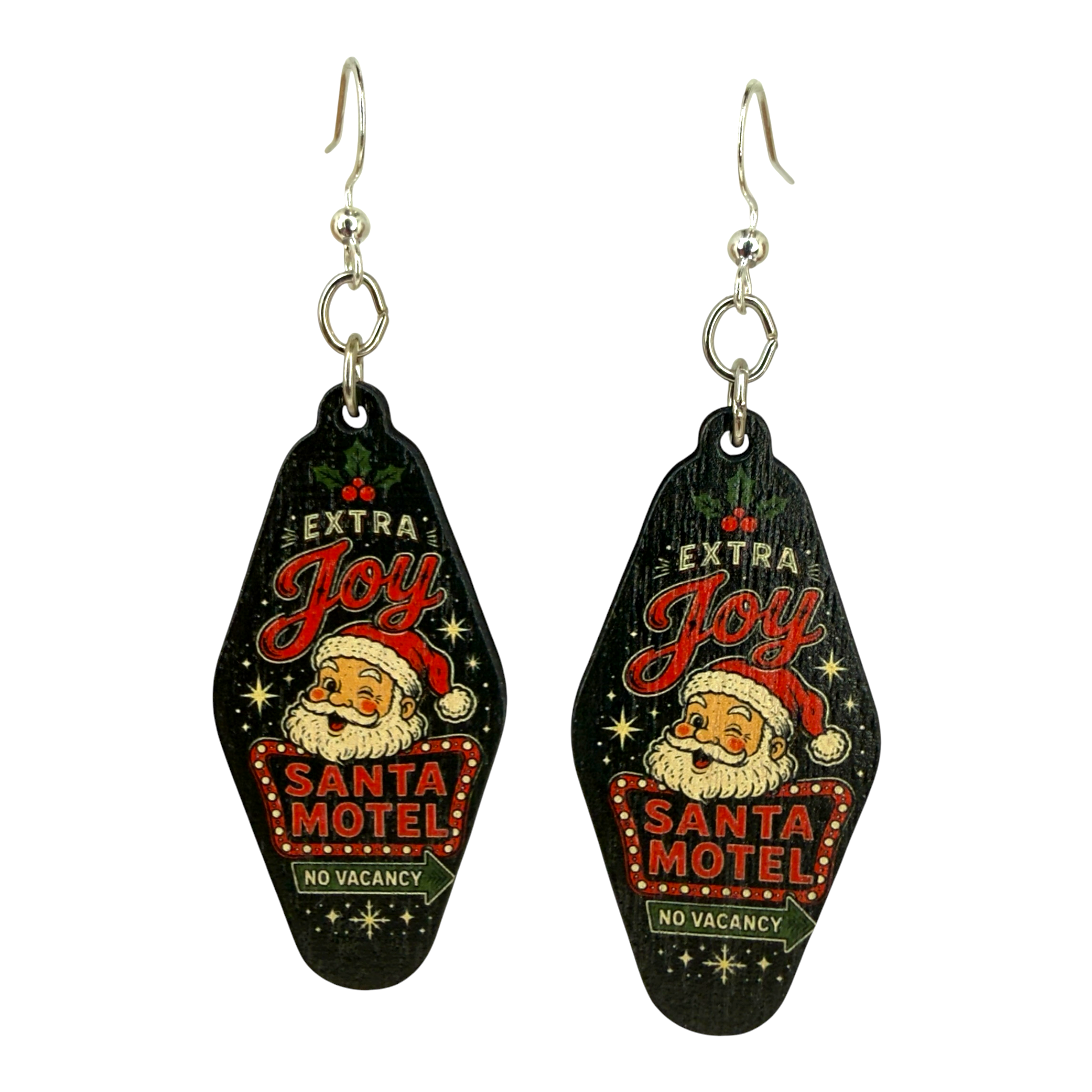 Santa Motel wood earrings