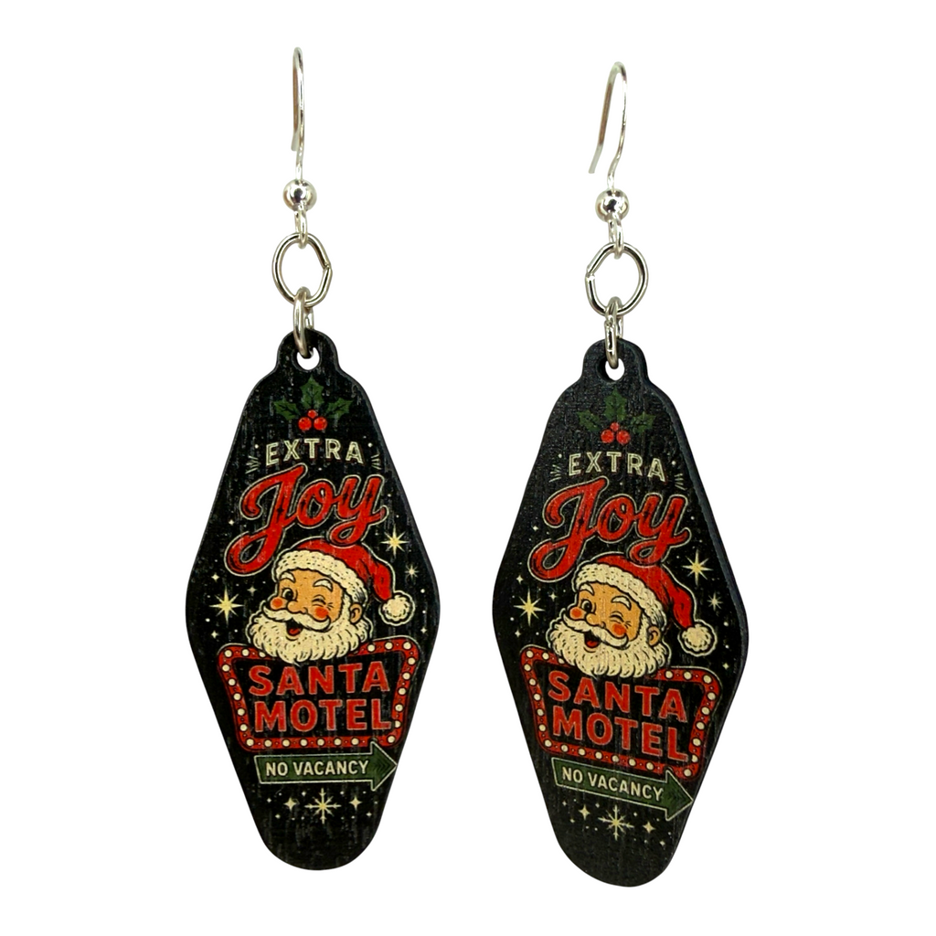 Santa Motel wood earrings