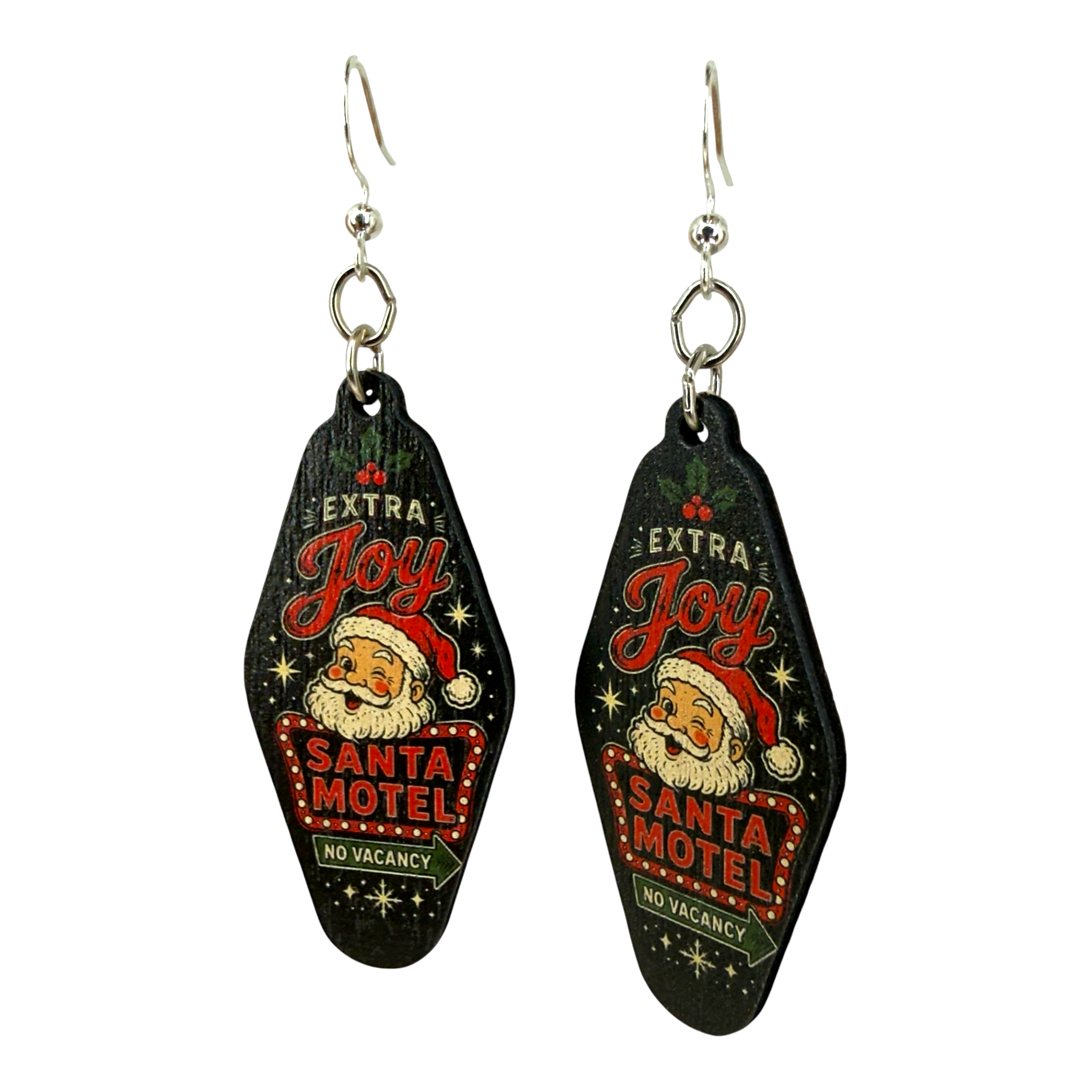 Santa Motel wood earrings