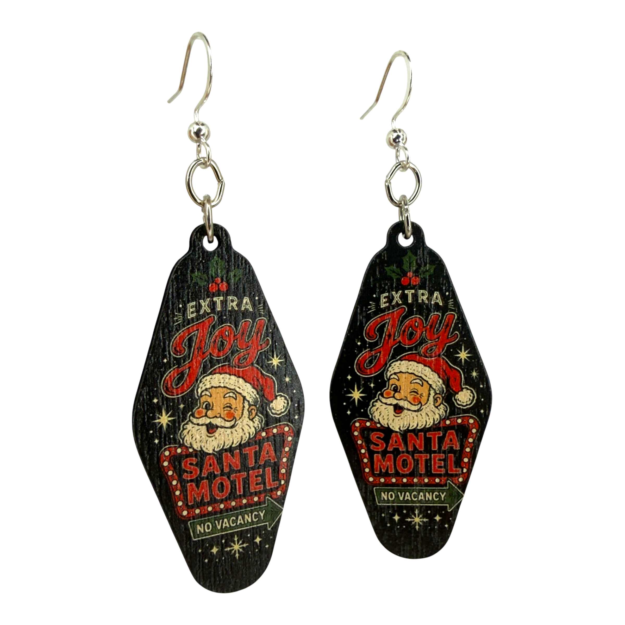 Santa Motel wood earrings