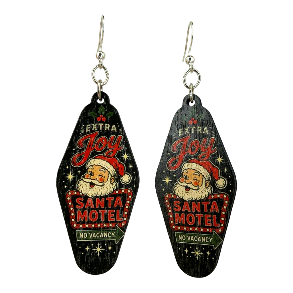 Santa Motel wood earrings