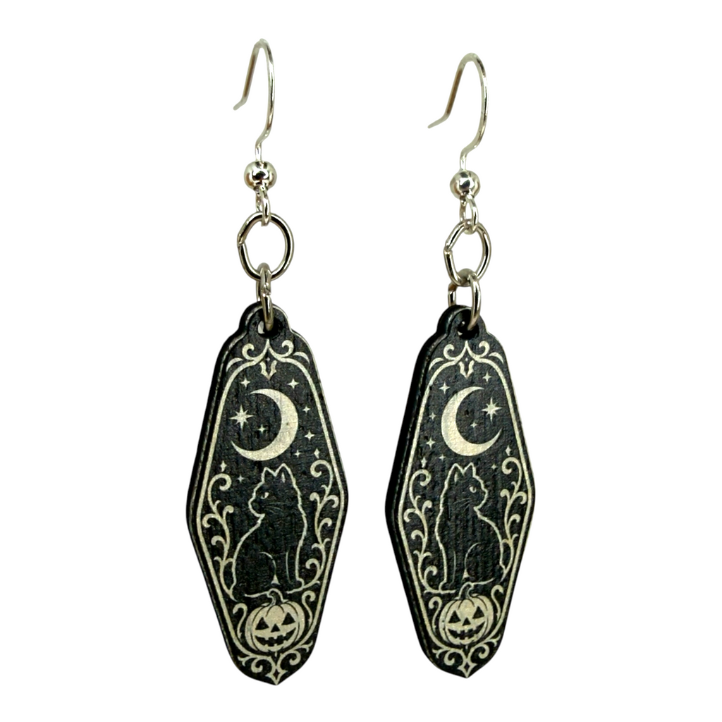 Hunted Motel Keyring wood earrings