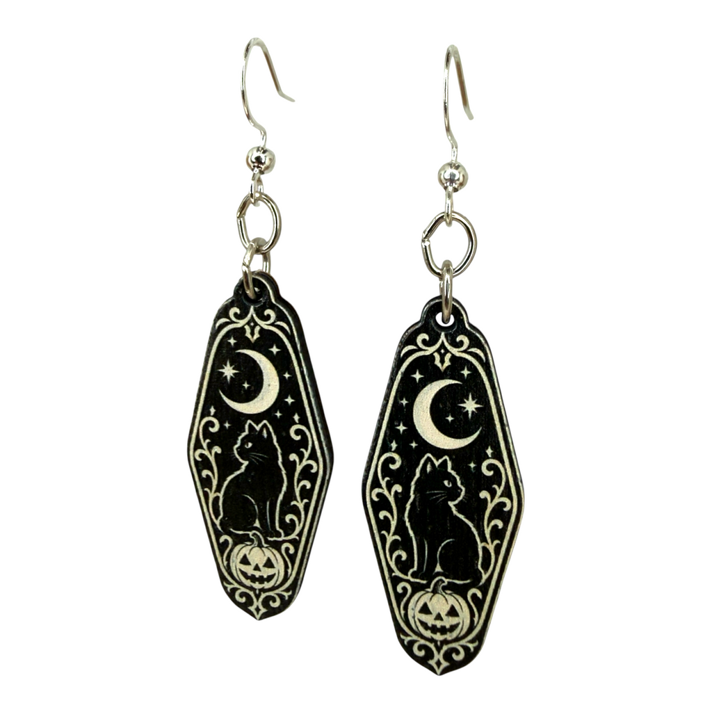 Hunted Motel Keyring wood earrings