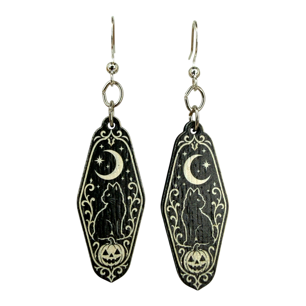 Hunted Motel Keyring wood earrings