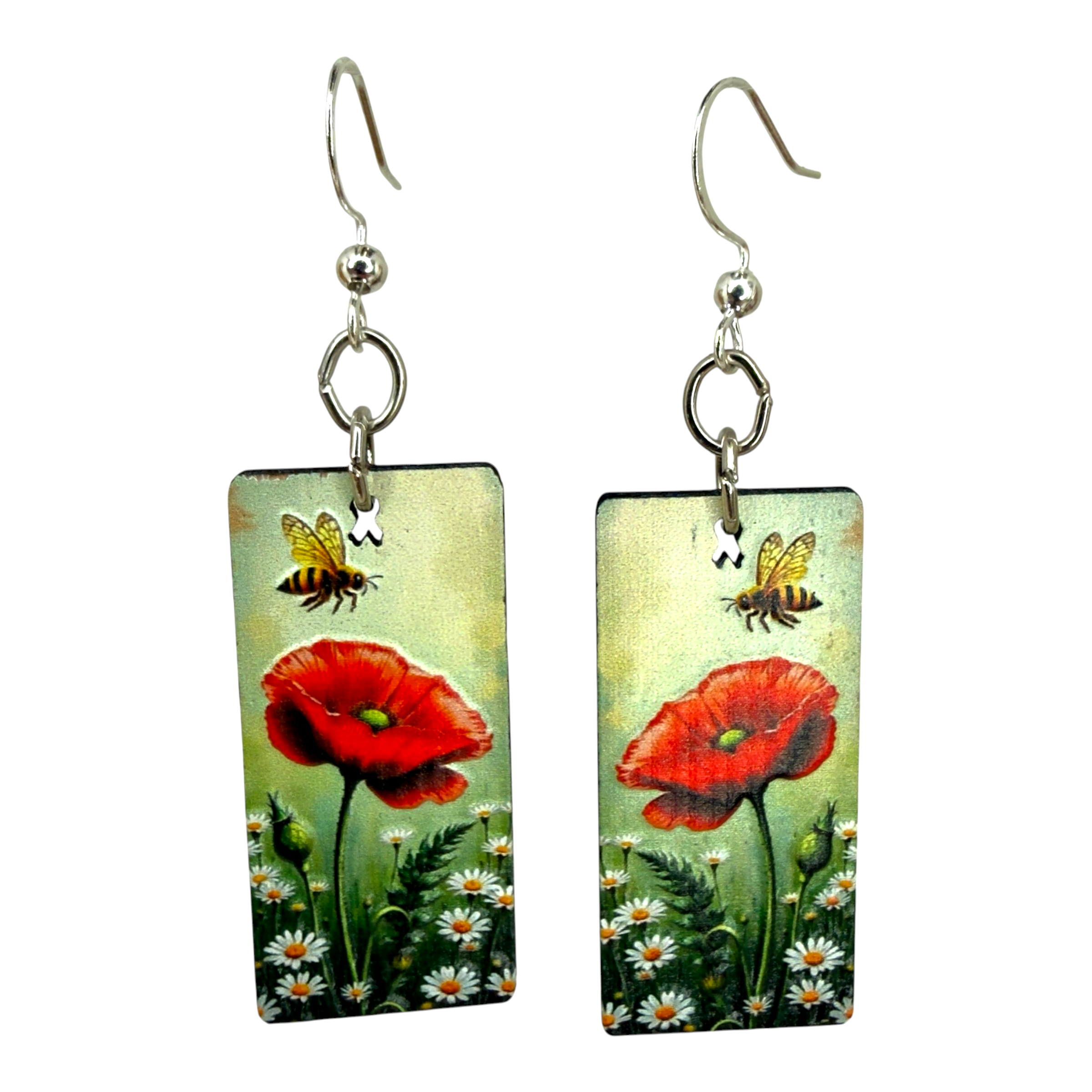 Poppy Bee wood earrings