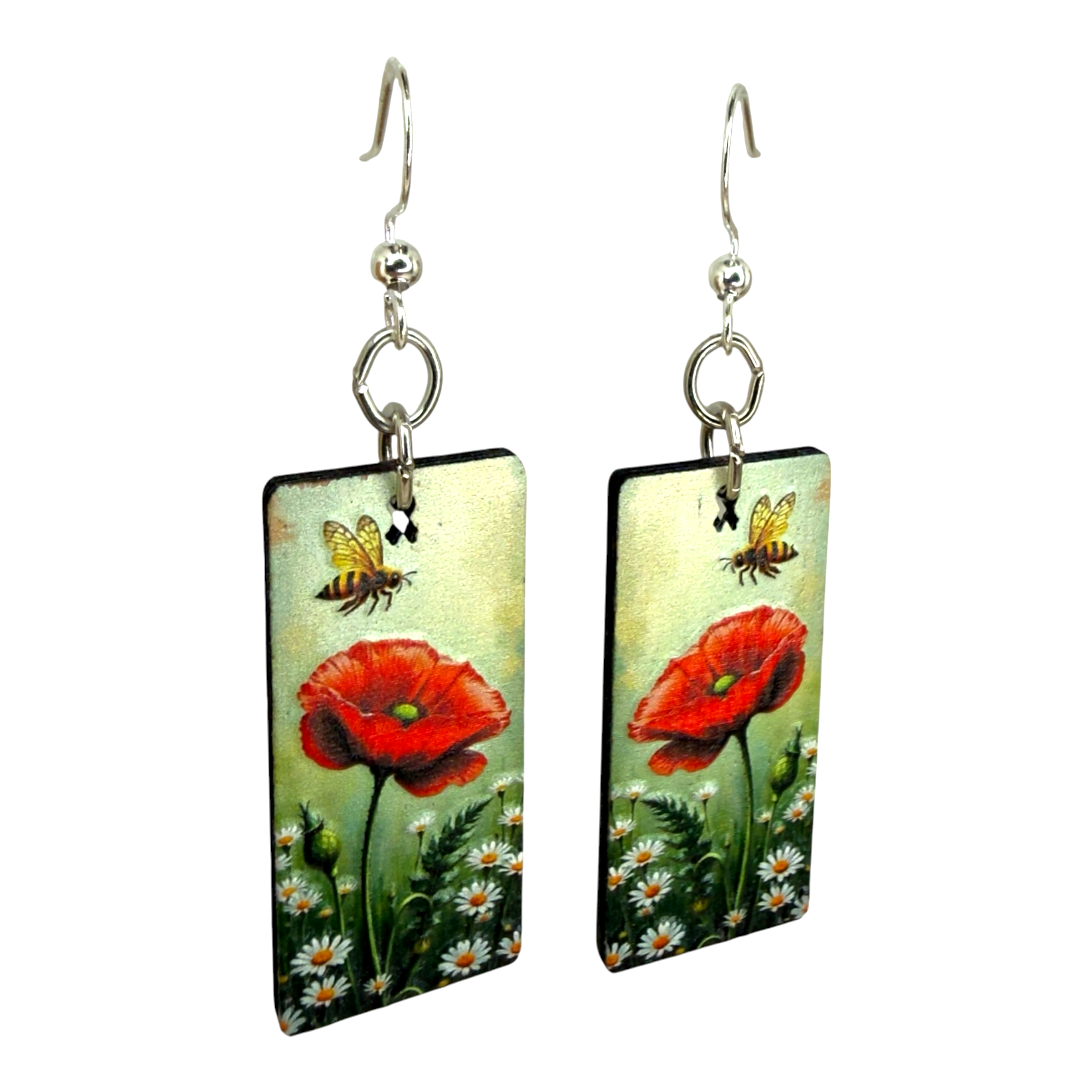 Poppy Bee wood earrings