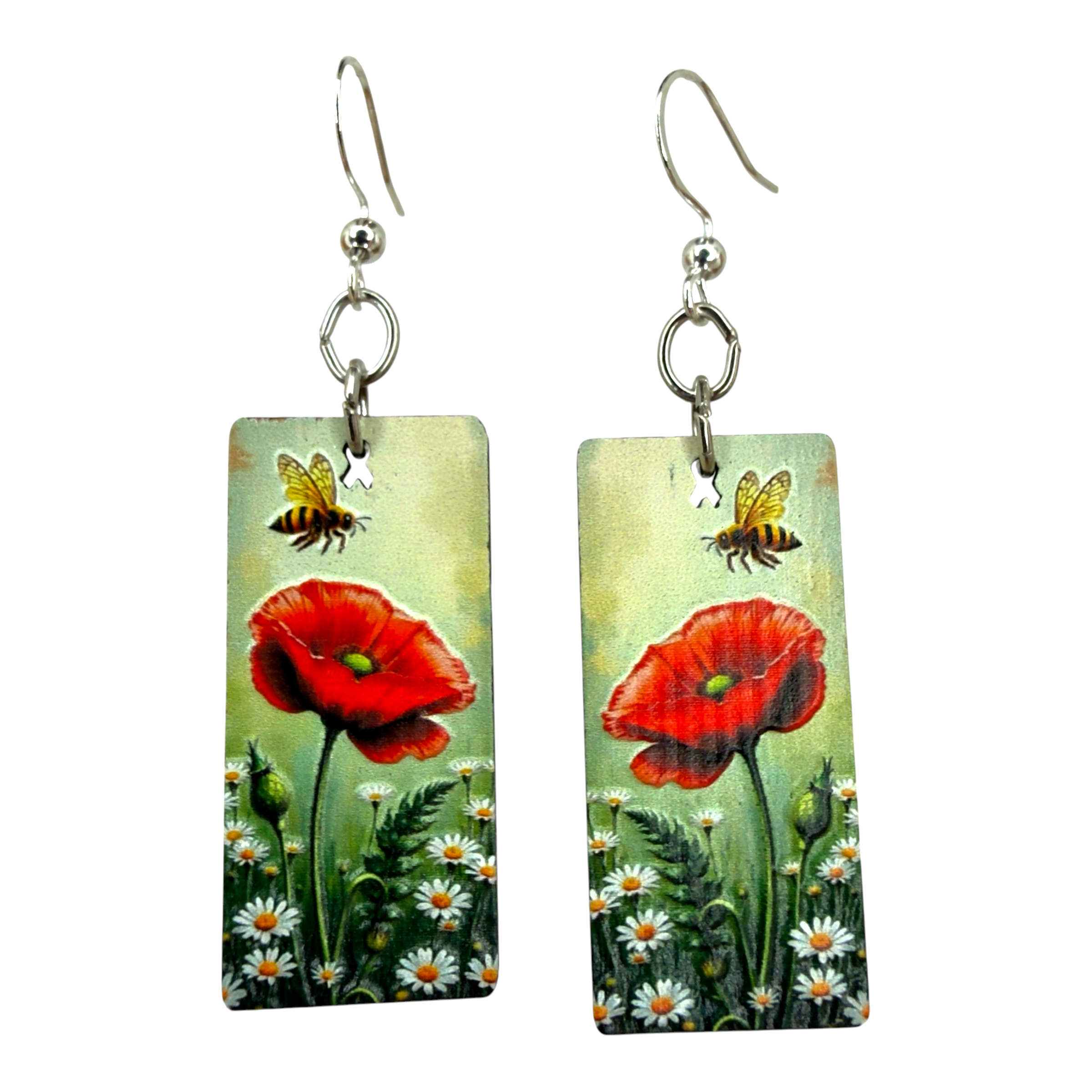 Poppy Bee wood earrings