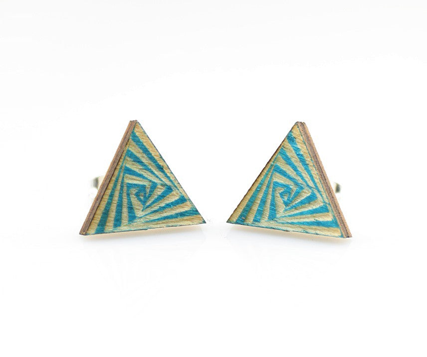 Hippy triangle geometric stud earrings, eco-friendly jewelry made in USA