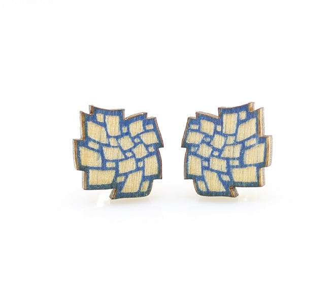 Cloud stud earrings with rounded puff shape, eco-friendly jewelry made in USA