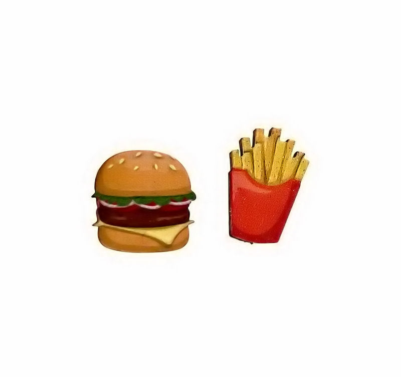 Burger & Fries Stud Earrings #3046