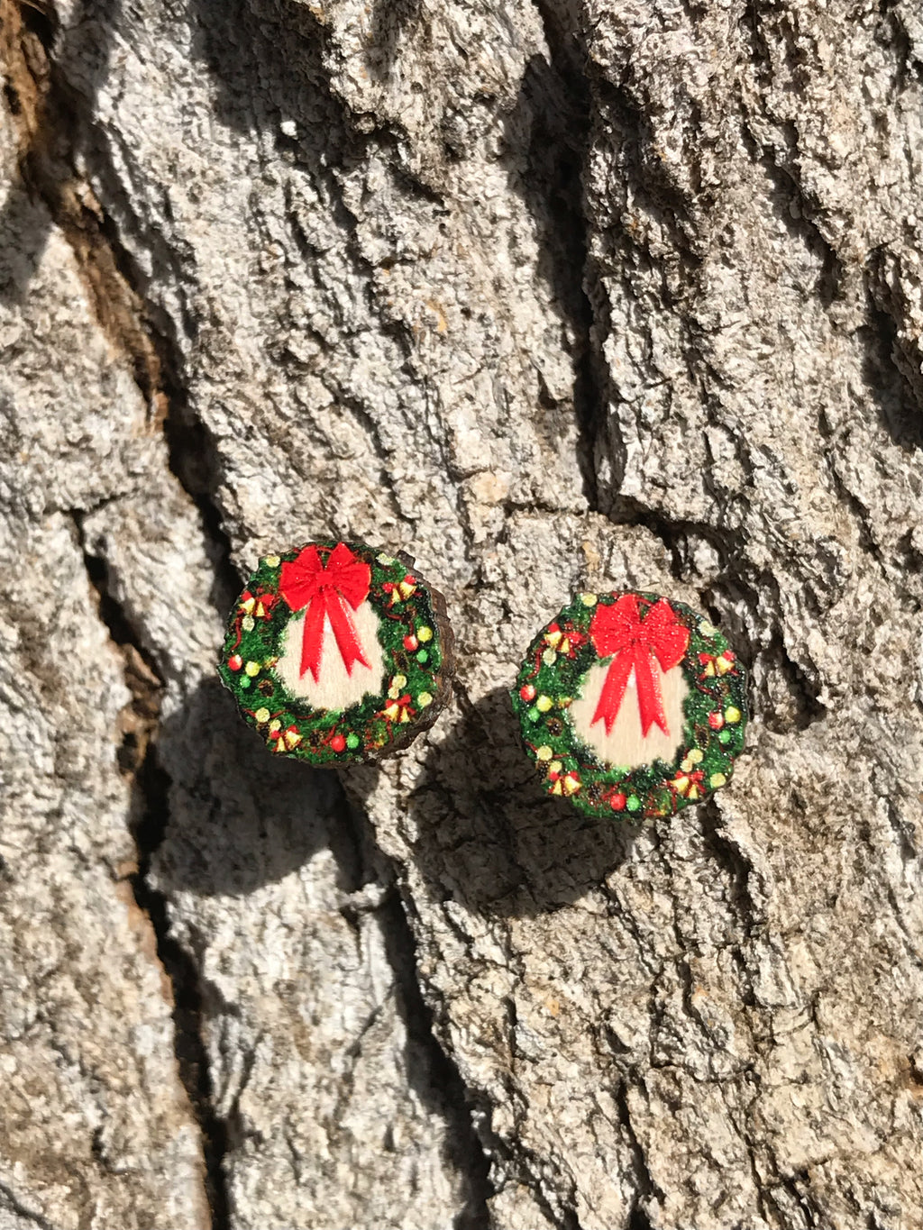 Christmas Wreath Stud Earrings #3055