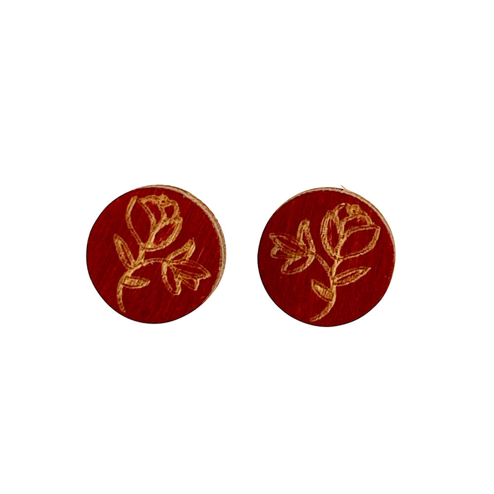Small floral stud earrings with petal detail, eco-friendly jewelry made in USA