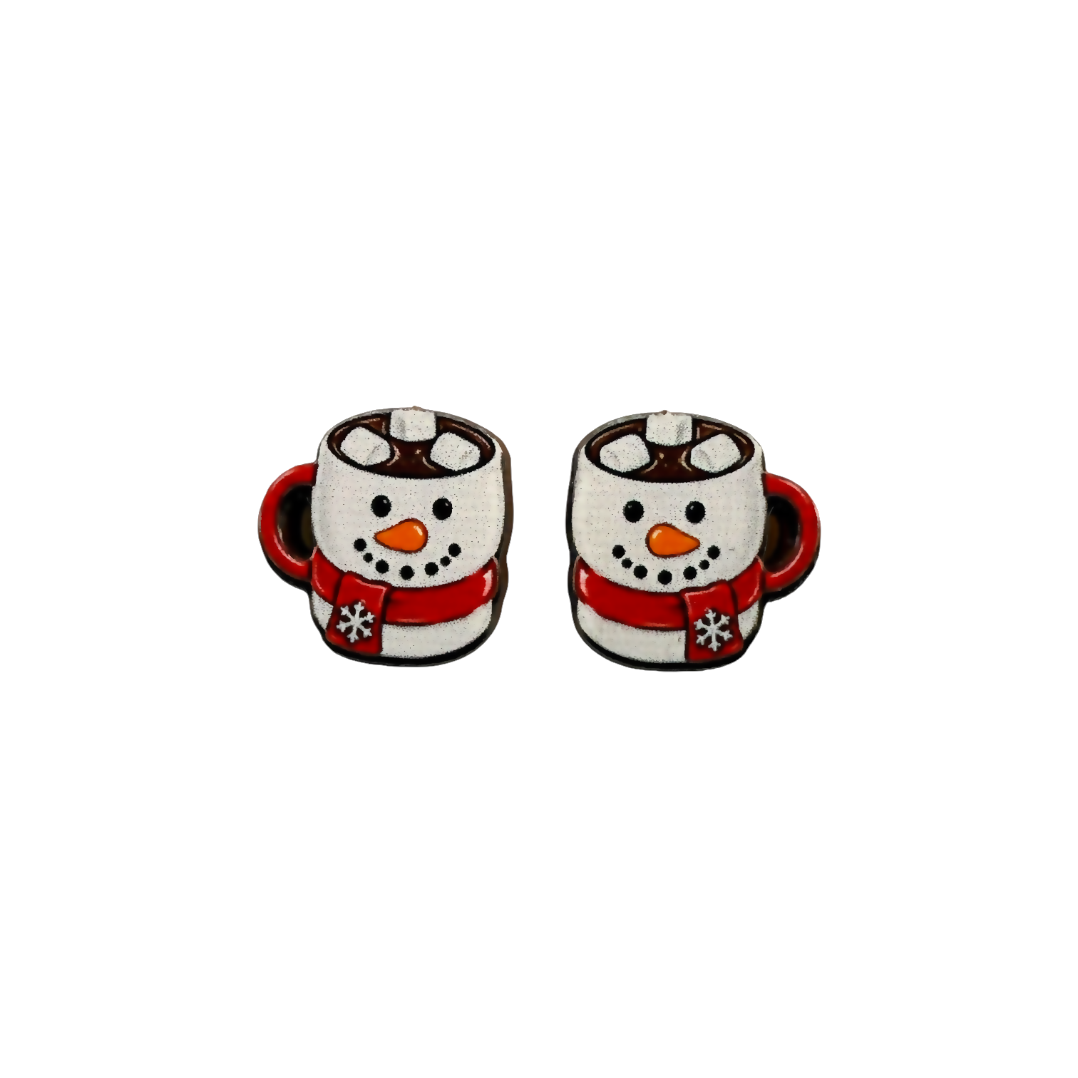 Snowman cocoa mug stud earrings