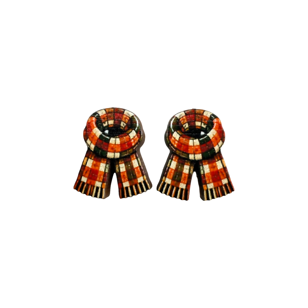 Plaid scarf stud earrings