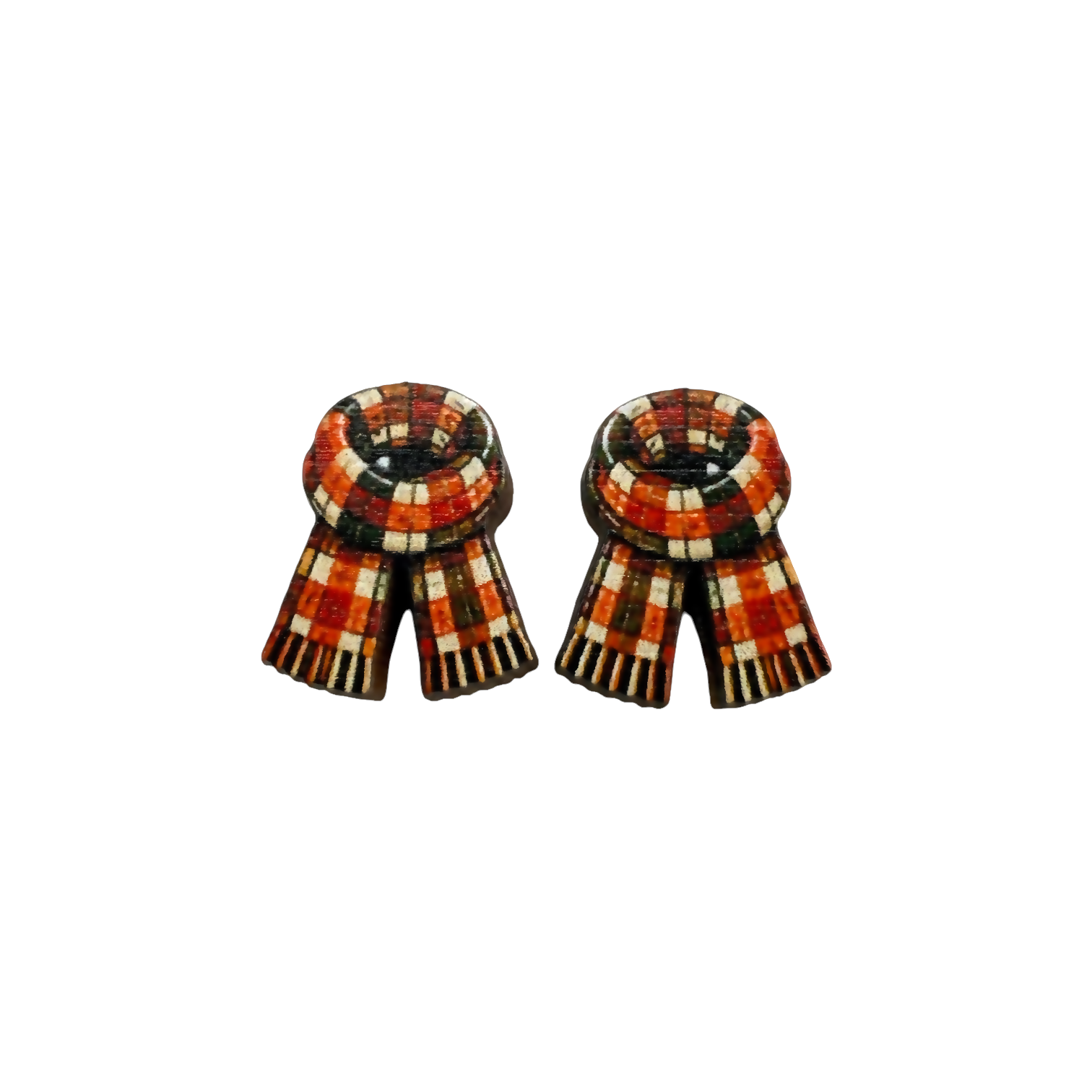 Plaid scarf stud earrings