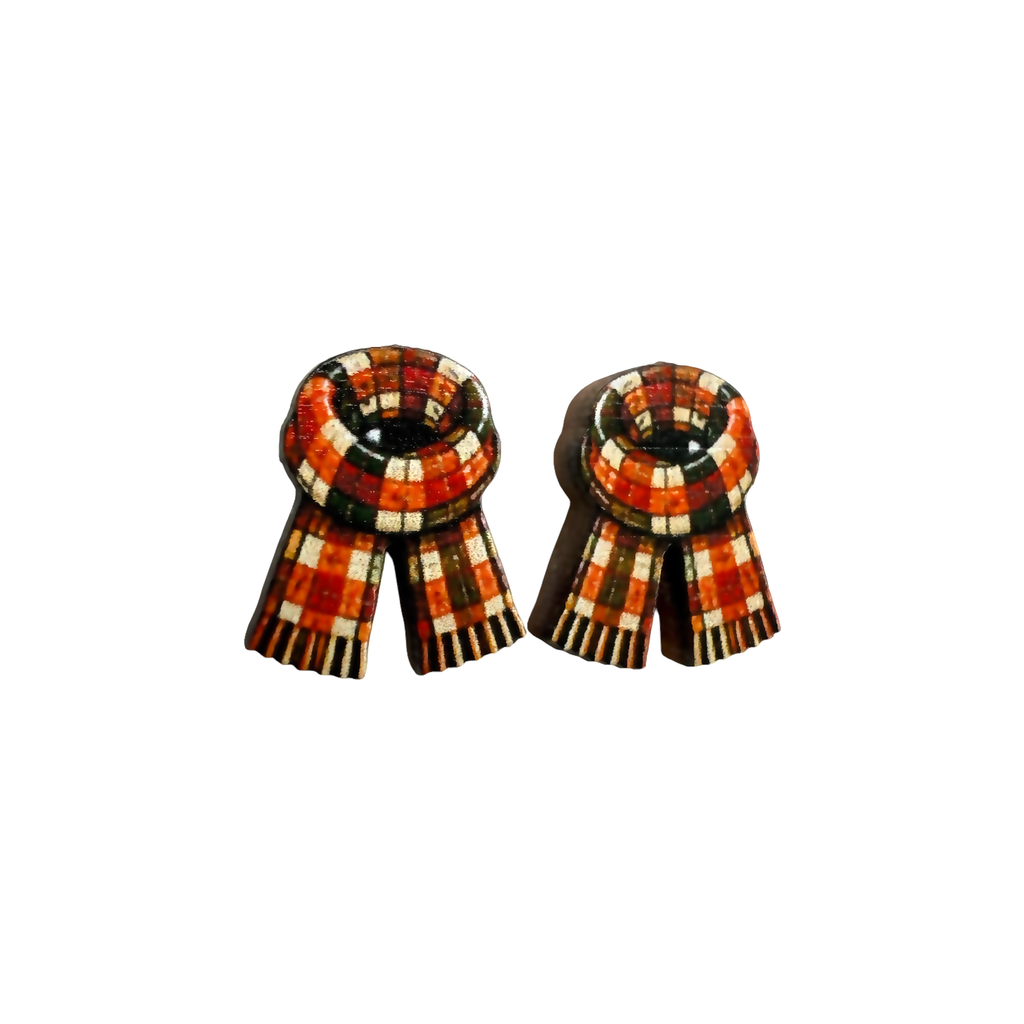 Plaid scarf stud earrings