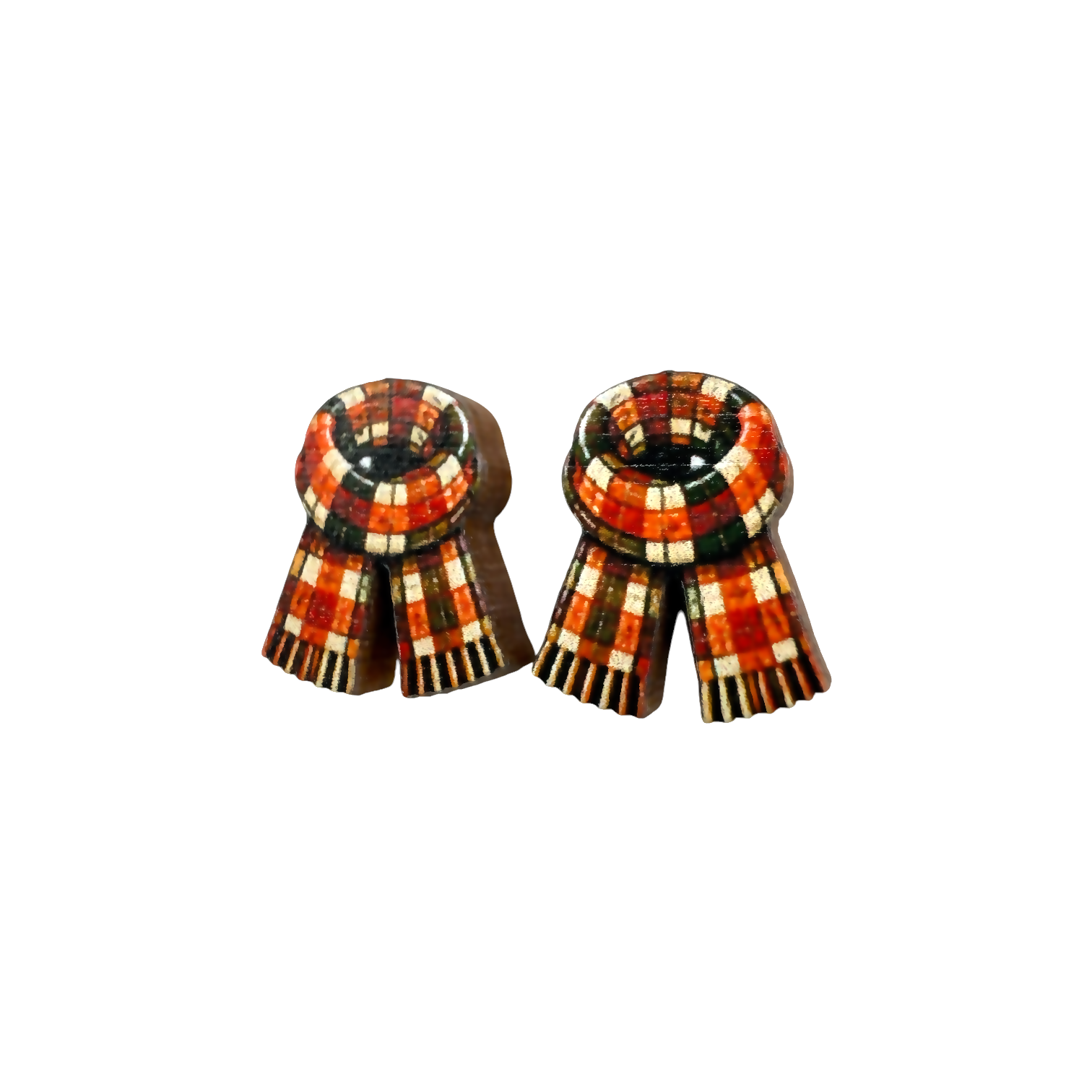 Plaid scarf stud earrings
