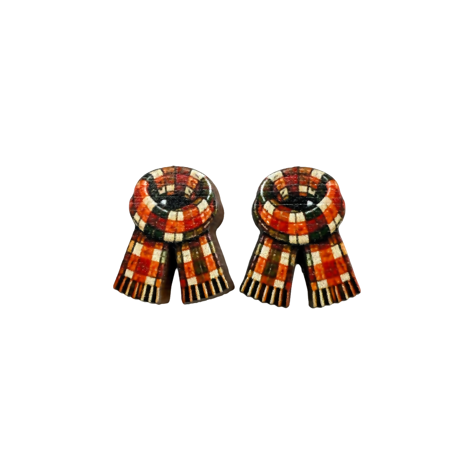 Plaid scarf stud earrings