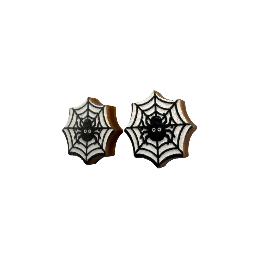 Spider web stud earrings