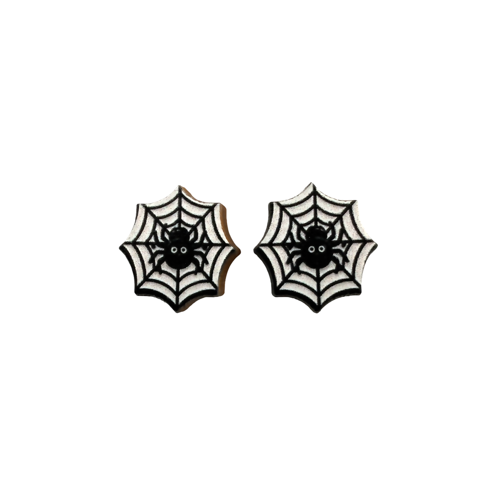 Spider web stud earrings
