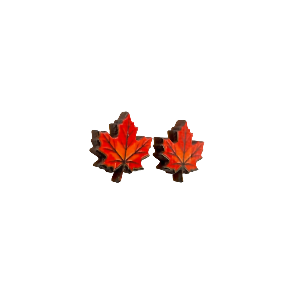 Maple leaf stud earrings
