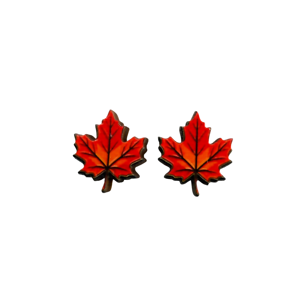 Maple leaf stud earrings
