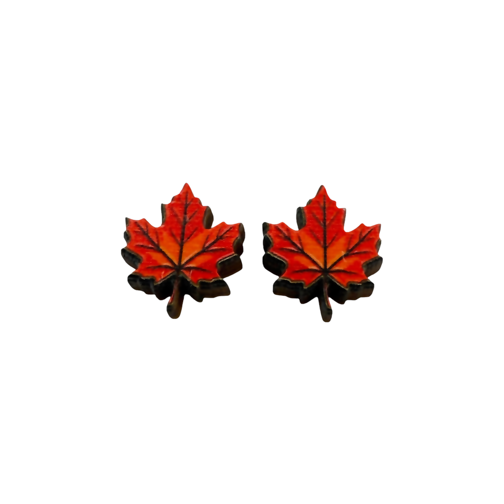 Maple leaf stud earrings